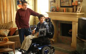 John Ross Bowie, left, as Jimmy DiMeo, and Micah Fowler, as JJ DiMeo, star on ABC's "Speechless," which was named to this year's Television Academy Honors. (Michael Ansell/ABC)