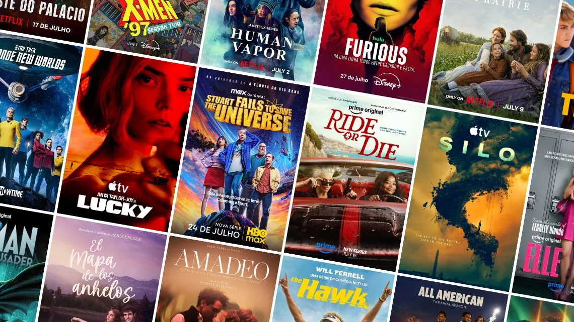 Calendário estreias posters grid Julho